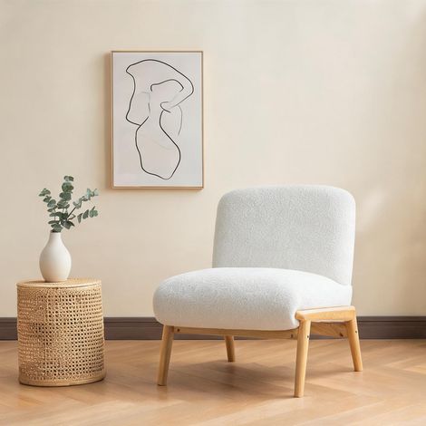 Fauteuil ivory en chenille 61,5 x 74 x 76 cm (1/5)