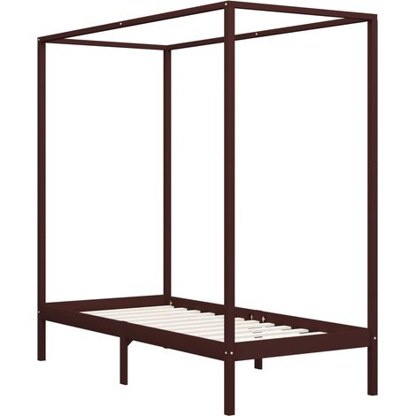 Maison Exclusive - Himmelbett-Gestell Dunkelbraun Massivholz Kief