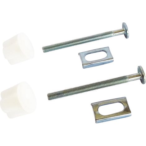 Fixation d'abattant WC 2 plaques métal et 2 écrous - longueur 75mm