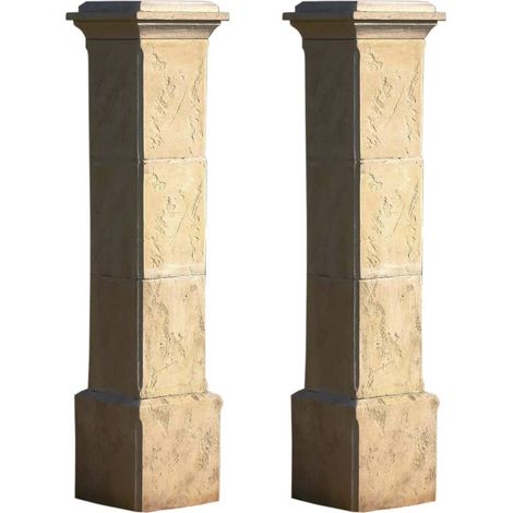 Habitat Et Jardin – Lot de 2 piliers de portail Tradition en pierre reconstituée – Dimensions 41 x 41 x 200 cm – Pour soutènement de toiture ou portail