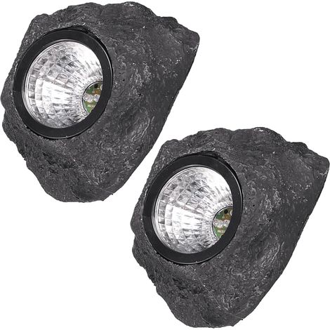 2pièces Lampe Solaire Extérieur Pierre Artificielle Décor De Jardin (1/5)