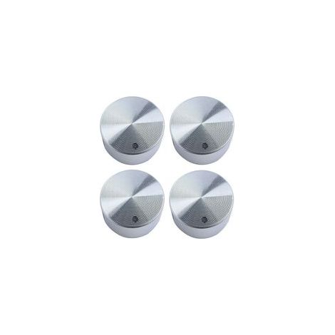 Jeu de 4 boutons, pour plaques à encastrer, 6 mm, alliage, argenté (1/5)