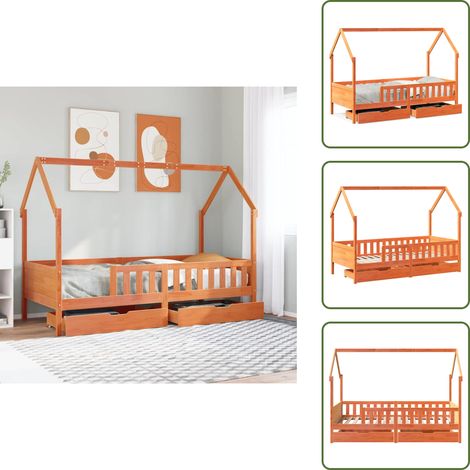 vidaXL Cadre de lit enfants avec tiroirs sans matelas 90x190 cm bois