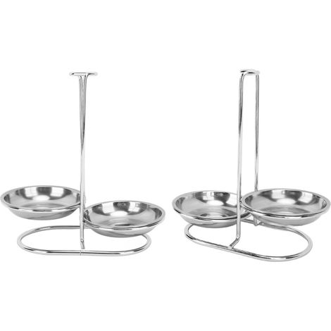 Support vertical pour louche, cuillère et repose-cuillère en acier inoxydable, facile d'accès, pour ustensiles de cuisine et casseroles, couleur argent, avec 2 plateaux. (1/5)