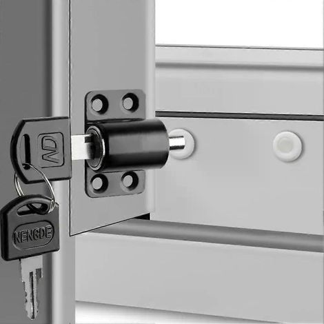 Nouvelle serrure de porte avec protection par clé, kit de sécurité pour porte coulissante, universelle, en alliage d'aluminium, antivol - JXLGV (1/5)