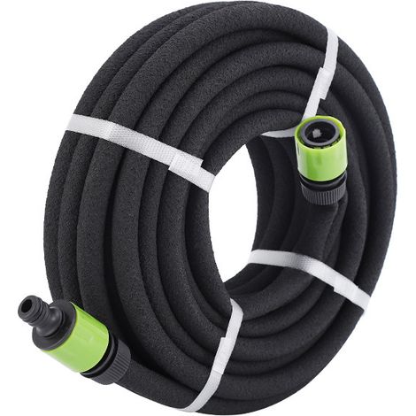 Tuyau d'irrigation goutte-à-goutte pour jardin (longueur 15 m, diamètre 14 mm) avec 2 raccords – Système d'arrosage économe en eau – Noir (1/5)
