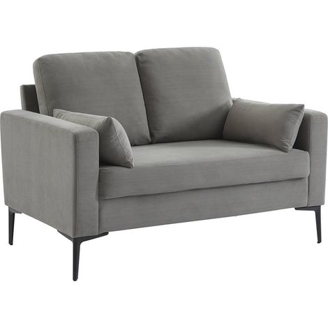 sweeek - 2-Sitzer-Sofa, mit Cordbezug und Metallfüßen, Cord, Hellgrau