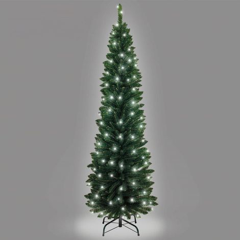 6Ft Pre-Lit Green Pencil Christmas Tree Cool White (1/5)