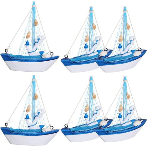 Bateau à Voile en Bois 6 Pièces en Panneau Densité, Décor Méditerranéen (1/5)