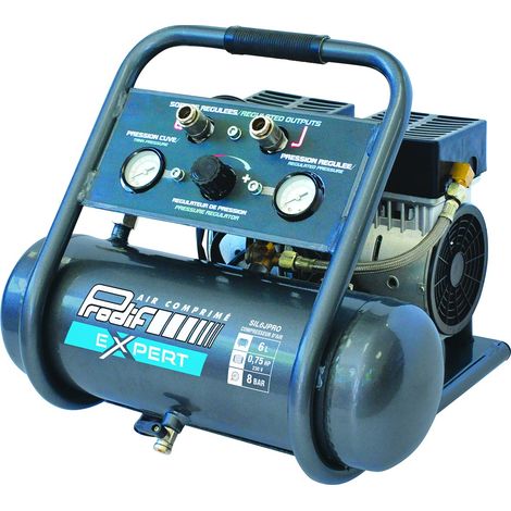 Prodif – Compresseur silencieux 6L SIL06J – 0,75CV – Coaxial sans huile – Débit d’air élevé pour gonflage et soufflage
