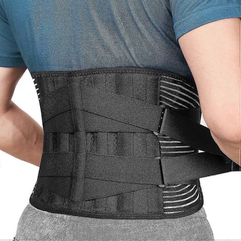 Cette ceinture de soutien lombaire soulage les douleurs du bas du dos et est dotée de 6 bandes de soutien. Respirante et unisexe, elle convient aux environnements de travail et possède 16 trous. (1/5)