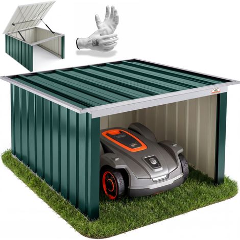 GARDEBRUK® Metal Weatherproof Robot Lawnmower Garage Automatic Garden Grass Lawn Mower Shelter Auto Mower Carport Protective Weather Resistant Cover Anthracite/Green Pultdach Grün (de)