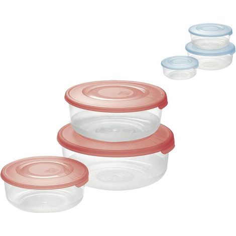 CONTENITORE TONDO IN PLASTICA SET 'FRIGO BOX' coperchio acqua trasparente