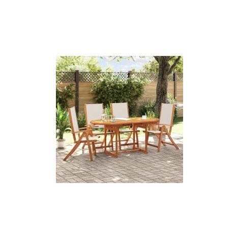 Ensemble à manger de jardin 5pcs bois d'acacia solide textilène (1/5)