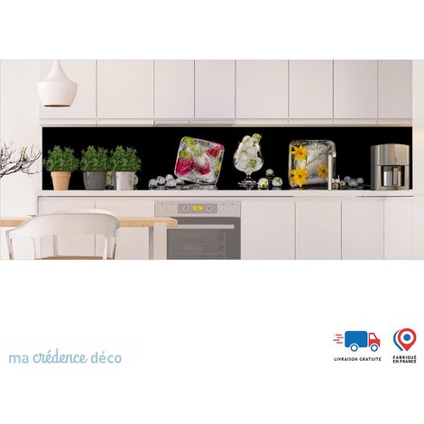 Crédence : Glaçons et fleurs - Alu composite - 120 - 60 (1/3)