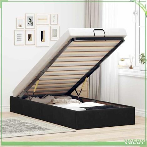 Cadre de lit ottoman - 3310939 - Velours noir - 90 x 200 cm - Rangement coffre hydraulique (1/5)