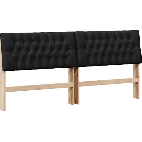 Tête de lit，Décoration murale capitonnée Noir 200 cm Pin massif CFW543629 (1/5)