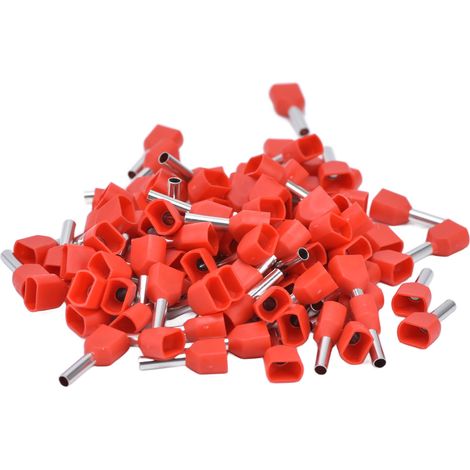 100 Pièces Cosses à Souder Isolées en Cuivre Étainé avec Manchon PVC pour Câbles 2x18 AWG - Connecteurs Électriques TE1008 (1/5)