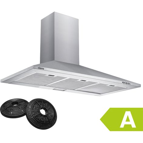 CIARRA 201SS90 Dunstabzugshaube 90cm Wandmontage aus Edelstahl Wandhaube mit 2 Kohlefiltern 370 m3/h 3 Stufen Silber (1/9)