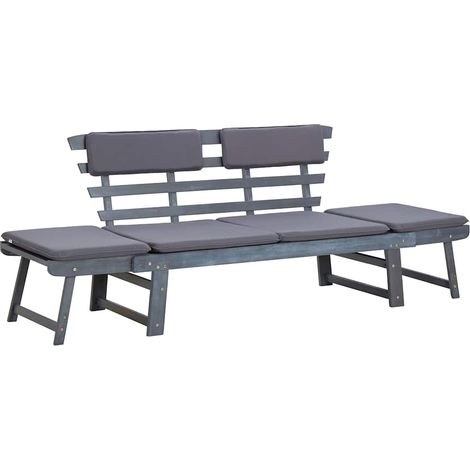 Maison Exclusive - Gartenbank mit Auflagen 2-in-1 190 cm Grau Mas