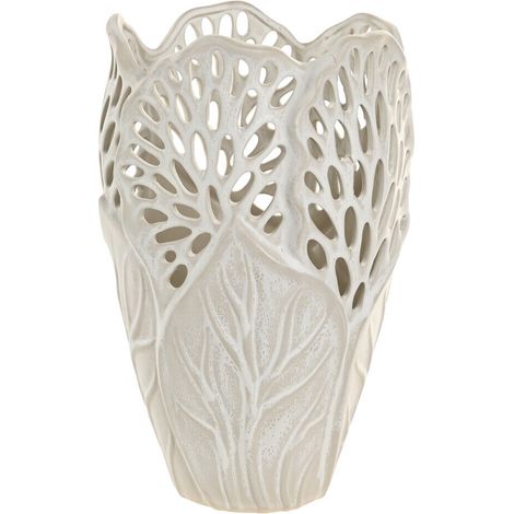Jarron Ceramica 23X23X36 Hoja Blanco (1/4)