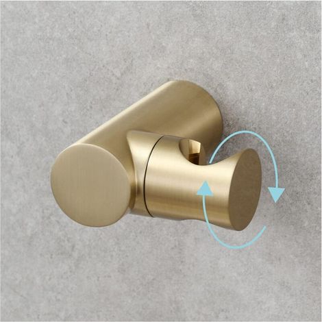 Support de pommeau de douche, support de douchette réglable en laiton, support mural rond pour barre de douche, fixation par perçage, finition or brossé (1/5)