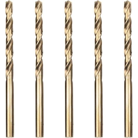 Foret Hélicoïdal - Acier Rapide Au Cobalt M35 - Pointe 135° Affûtée En Croix - Pour Métaux Et Matériaux Durs - 5.0 mm - Lot De 5 (1/5)