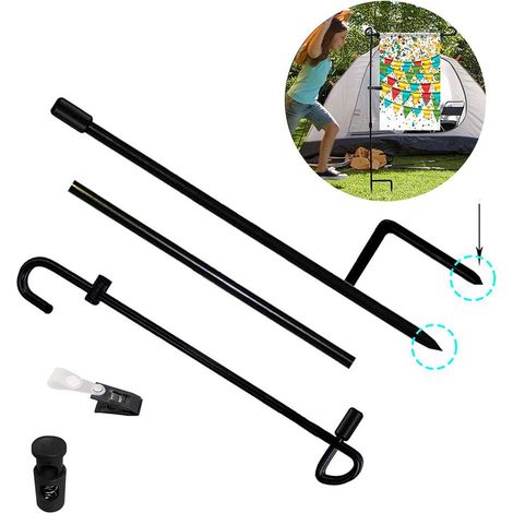 Support de Drapeau de Jardin avec Poteau et Porte-Bannière pour Extérieur, Pelouse et Cour (1/5)