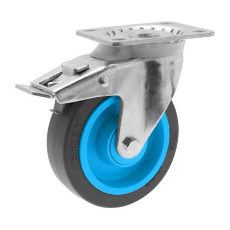 Roulette industrielle Pivotant avec frein Guitel Hervieu, Acier galvanisé, Ø 125mm, 250kg ( Prix pour 1 )