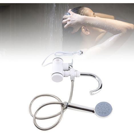 Elektrischer Wasserhahn, Sofortheizung, Küchenwassererhitzer, schneller Durchfluss, elektrischer Haushaltswassererhitzer mit seitlichem Wasserzulauf und Duschkopf, europäischer Standard 220–240 V (1/5)