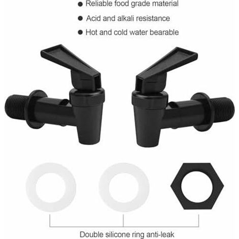 Ensemble de 6 robinets en plastique pour distributeur de boissons, robinet de remplacement noir pour distributeur d'eau (1/3)