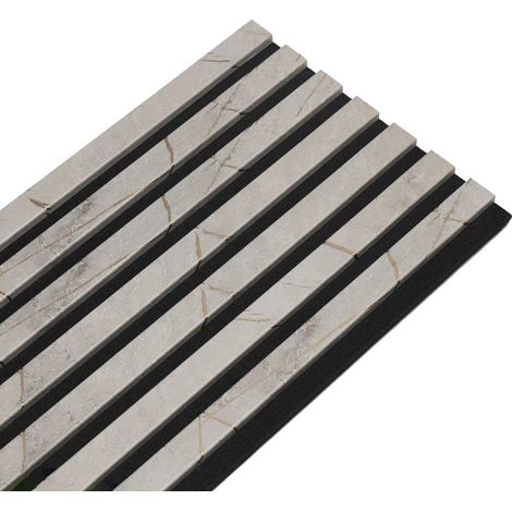 Decoon – Panneau décoratif mural acoustique 120 x 30 cm – MDF avec feutrine noire – Finition marbre gris – Isolation phonique subtile