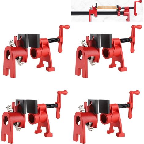 4-teiliges Rohrschellen-Set, Tisch-Rohrschellen für die Holzbearbeitung, Schnellspannsystem, passend für 3/4"-Gewinderohre