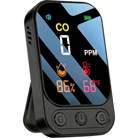 Détecteur de monoxyde de carbone portable 3 en 1 pour la maison et les voyages, autonomie de 120 heures en veille, détecteur de CO rechargeable, alarme sonore et visuelle pour camping-cars, camping et (1/4)