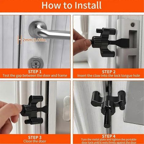 Petit verrou de porte en acier pour voyage, idéal pour les chambres d'hôtel et la sécurité à domicile (A--) (1/5)