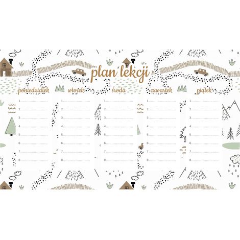 Plan de lección magnético para niños: Vacaciones en el campo (45 x 26 cm)