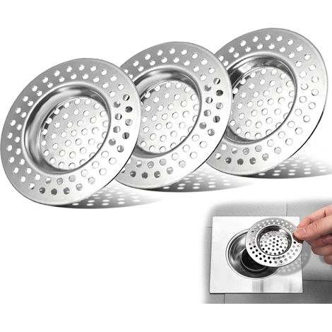 3 PCS Filtre Evier Cuisine et Filtre Cheveux Douche INOX 7,5cm/2,95" Produit pratique pour la maison et l'usage quotidien (1/4)