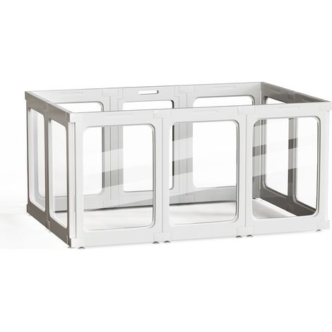 Tierlaufstall, modularer Aufbau, werkzeuglose Montage, 125 × 85 × 60 cm, weiß. (1/5)