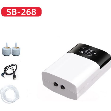 Pompe à air rechargeable pour aquarium, alimentée par USB, fonctionnement silencieux, avec clip, pour l'oxygénation des poissons et une utilisation portable.-AquaForge (1/5)