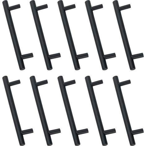 10 Poignées De Meuble, Acier Inoxydable, Noir, Entraxe 160 Mm, Pour Cuisine Et Tiroir (1/5)
