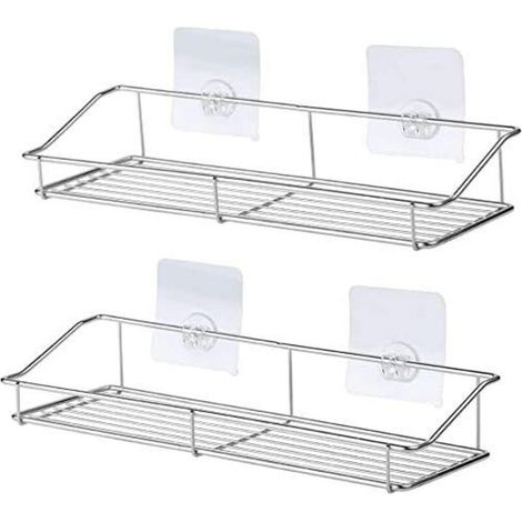 2Packs sans Perçage étagère de Douche - Acier Inoxydable 304 Etagère Adhésive pour Salle de Bain, Caddy pour Shampooing Panier de Rangement de Cuisine-Fei Yu (1/5)