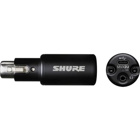 Shure MVX2U Gen 2 interfaz de audio digital, adaptador XLR‑USB para micrófonos, ideal para creación y grabación con procesamiento digital compatible con Mac, Windows, iOS y Android. (1/5)