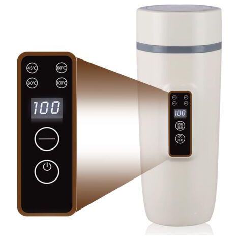 Bouilloire portable 3 en 1, chauffe-eau électrique, bouilloire, petite bouteille avec thermomètre de voyage, gourde, tasse chauffante, gourde, 0,6 L, contrôle intelligent de la température (1/5)