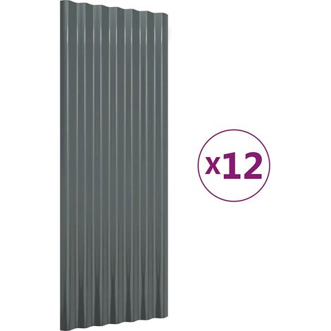 Panneaux de toiture 12 pcs Acier galvanisé Anthracite 100x36 cm