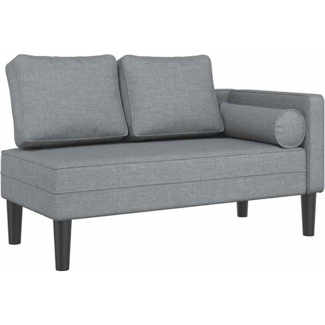 Chaise longue  Transat  Bain de soleil avec coussins gris clair tissu (1/5)