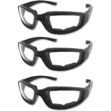 Lot de 3 lunettes de moto, protection UV, anti-poussière et coupe-vent (gris/blanc/jaune) (1/5)