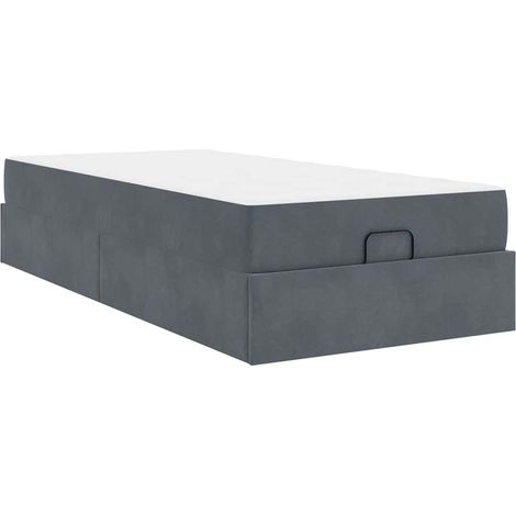Lit simple,Lit adulte,Cadre de lit avec matelas Gris foncé 90 x 200 cm Velours CFW7647338 (1/5)