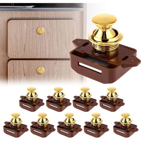 Lot de 10 Bouton Poussoir Verrou Armoire Loquet Sans Clé (1/5)