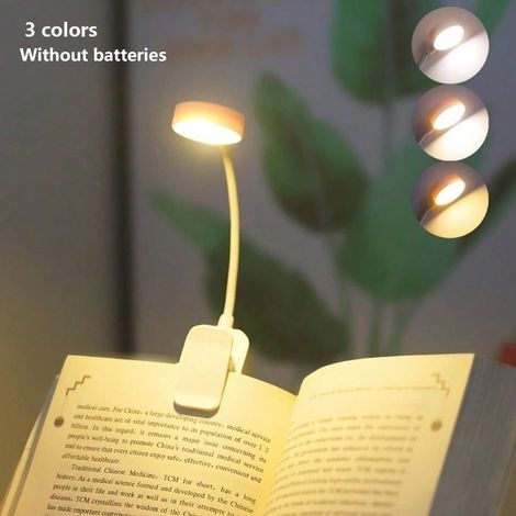 Lampe de lecture à pince LED blanche, trois températures de couleur, luminosité réglable, mini lampe de chevet légère - B (1/5)