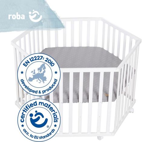 [GEBRAUCHT] B-Ware roba Laufgitter 6-eckig Spielgitter Laufstall Babystall Babygitter Grau Weiß768 (1/2)